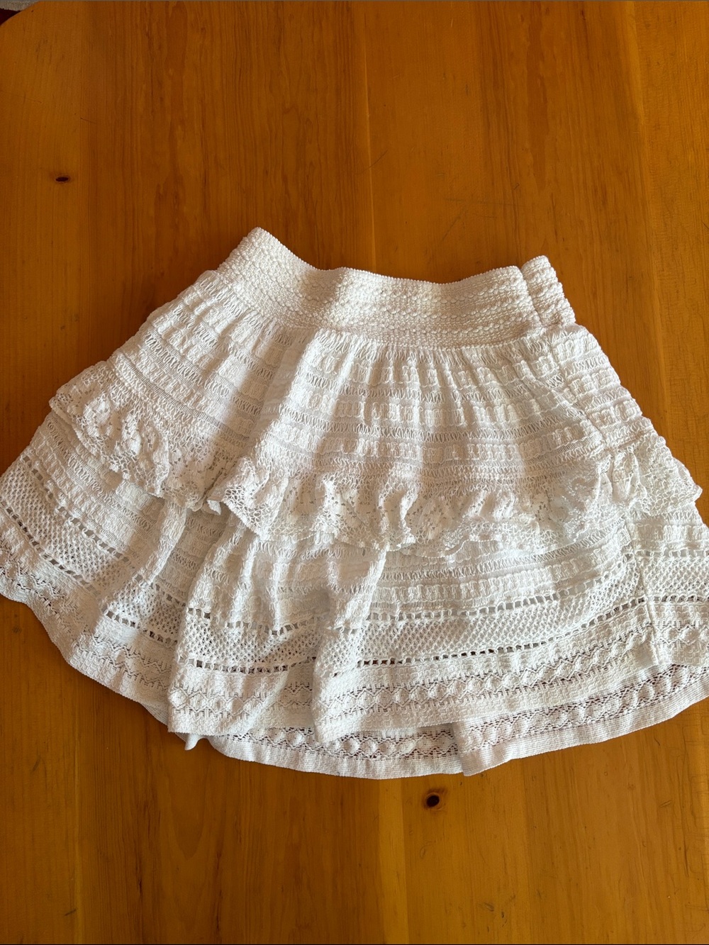 Aerie White Crochet Tiered Skirt